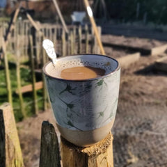 Steaming cup made with Dandy Blend showcasing rich roasted flavor without caffeine