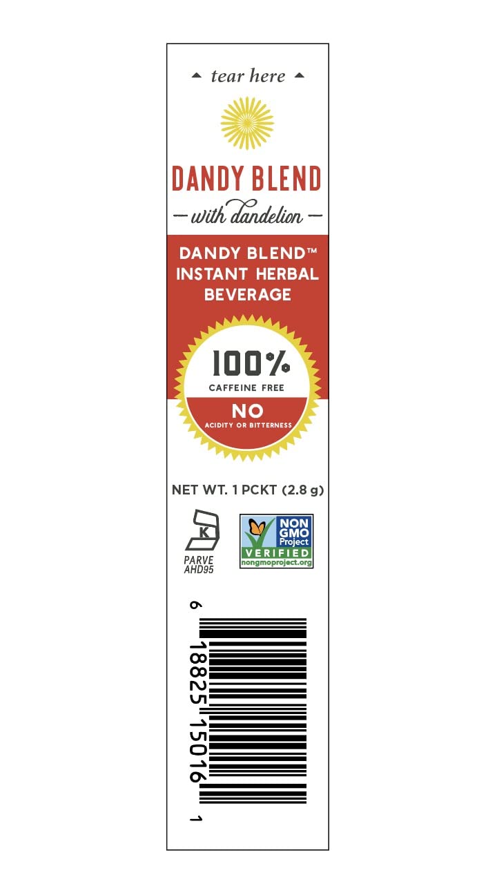 Dandy Blend single serving sachet opened for quick hot or cold use
