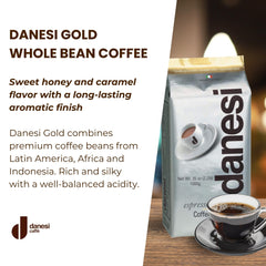 Danesi Caffè close-up of whole bean texture highlighting freshness and aroma