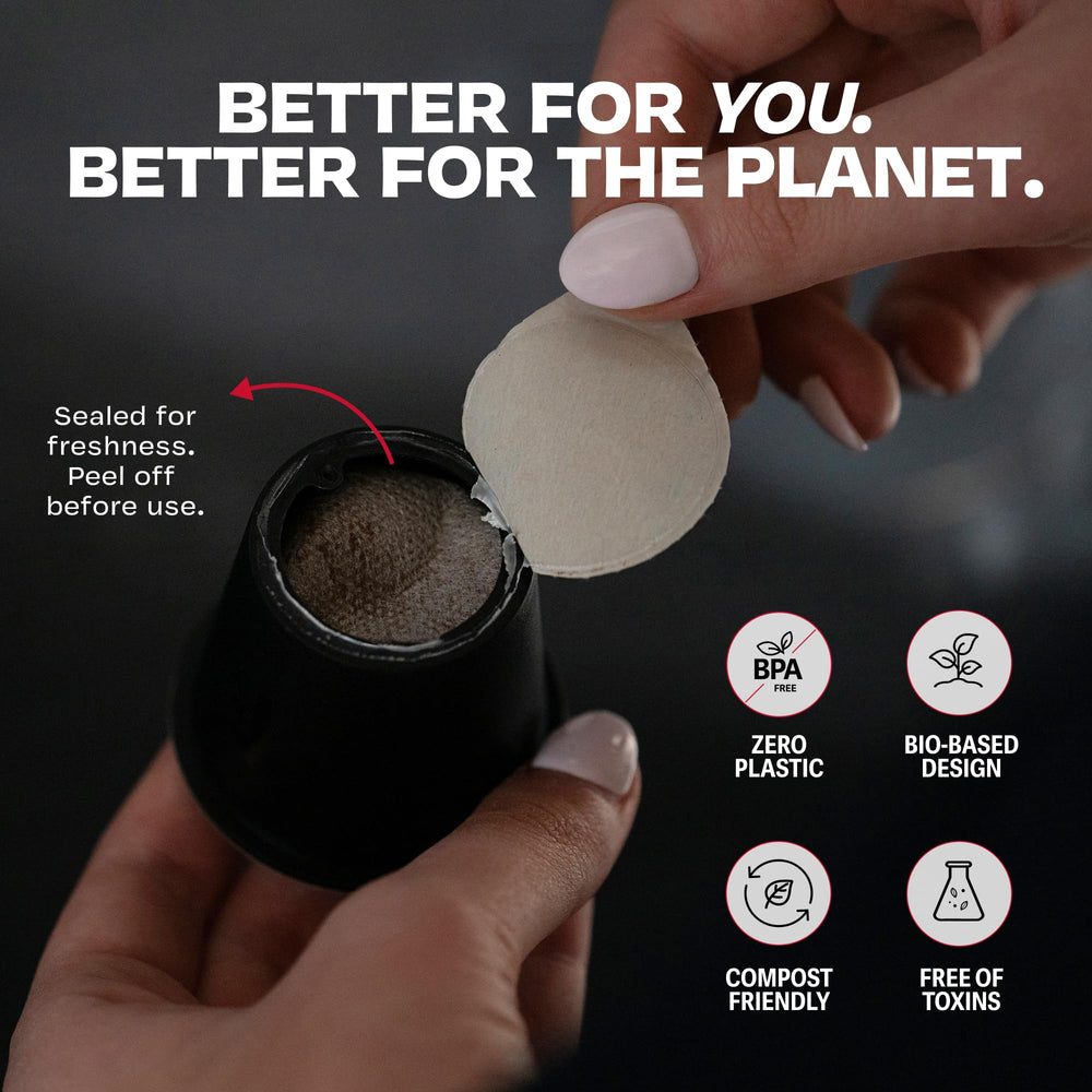 Danger Coffee pod in compost bin illustrating plastic-free disposal advantage