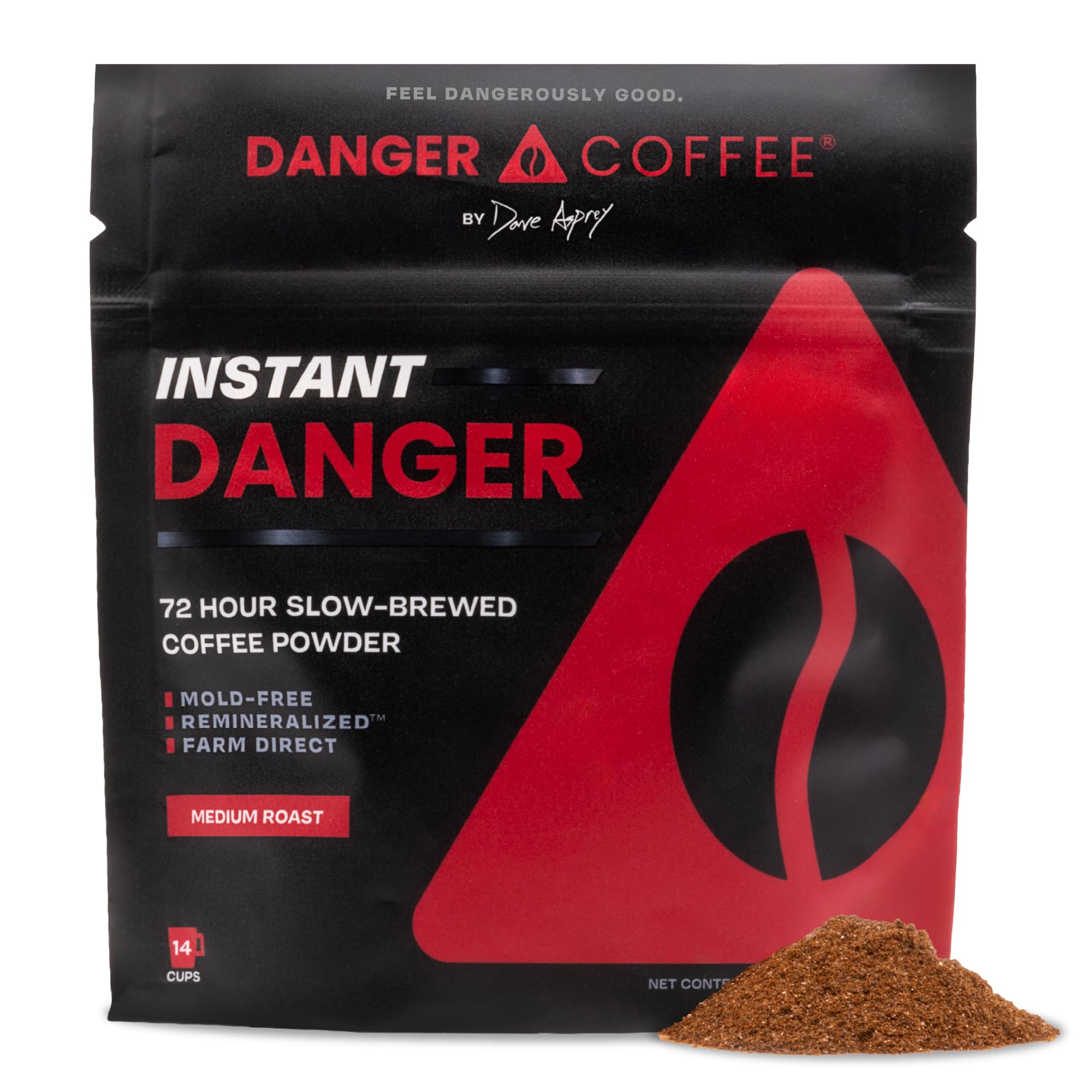 Danger Coffee front packaging showing brand and medium roast benefits