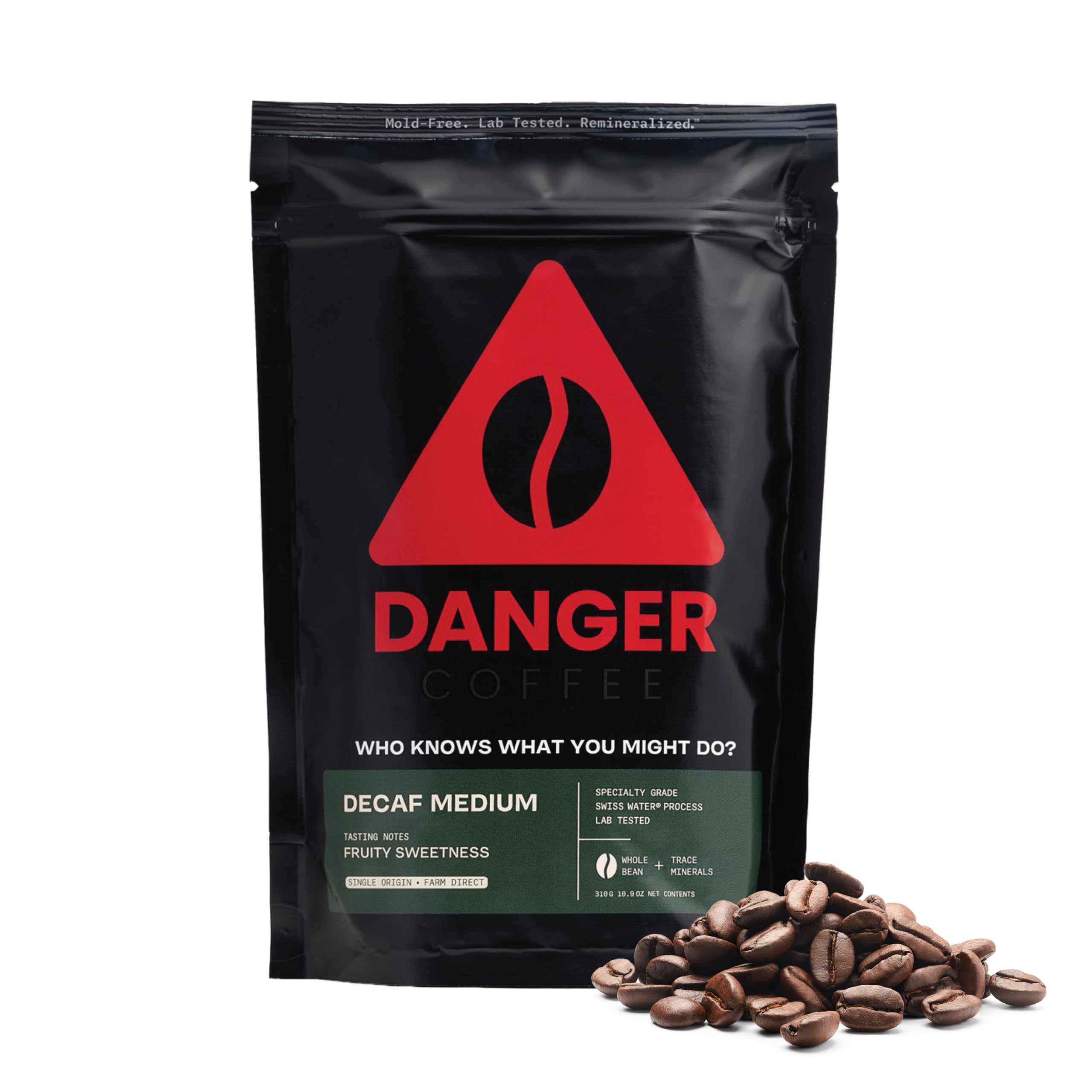 Danger Coffee front packaging showing bag and branding with freshness benefit