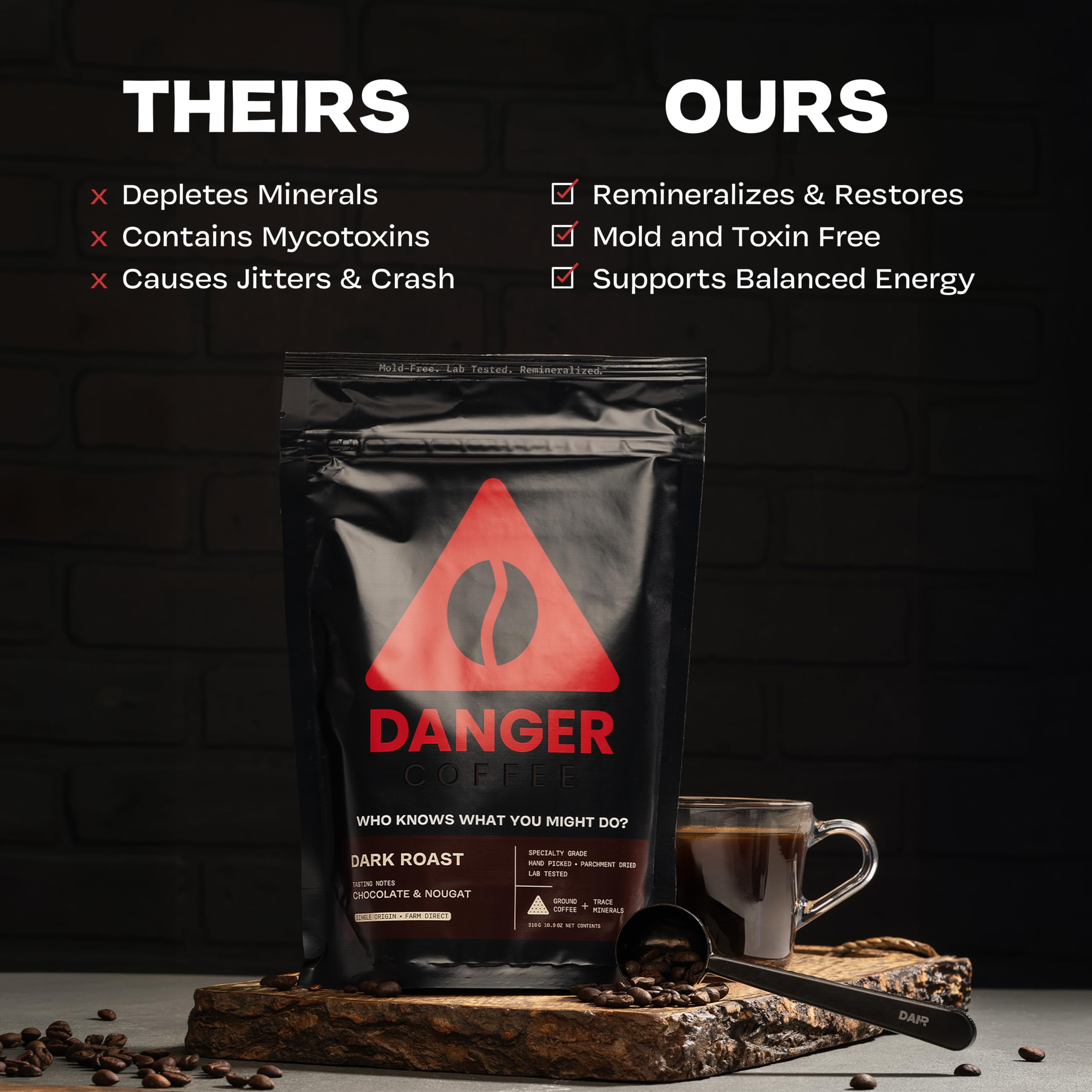 Danger Coffee label and roast date view conveying transparency and quality