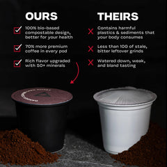 Danger Coffee pod being placed into compost bin for easy disposal