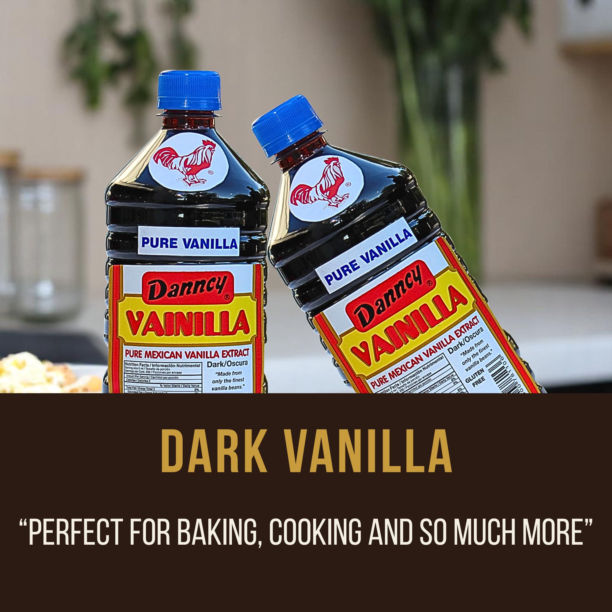 Danncy vanilla dark bottle beside cupcake illustrating enriched baked goods flavor
