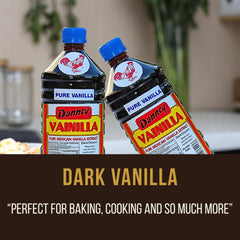 Danncy vanilla dark bottle beside cupcake illustrating enriched baked goods flavor