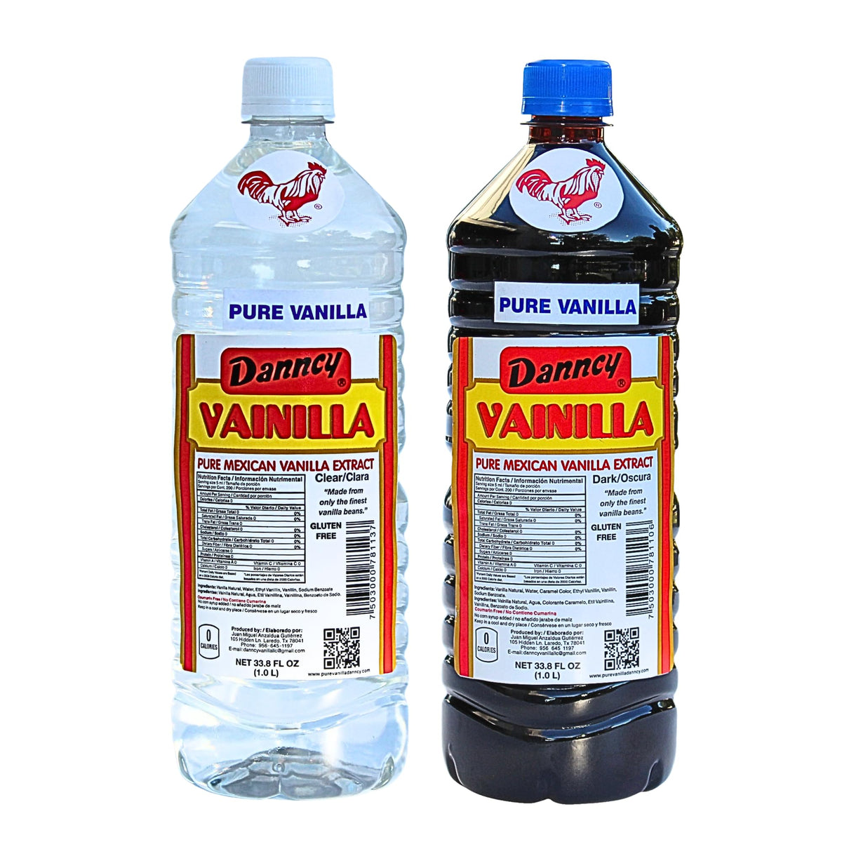 Danncy vanilla front packaging showing both 33 oz bottles and clear benefit