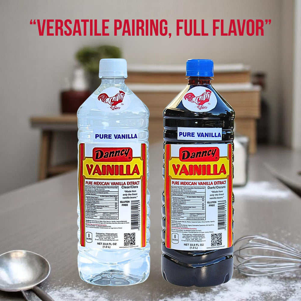 Danncy vanilla pouring into mixing bowl demonstrating easy use and flavor boost