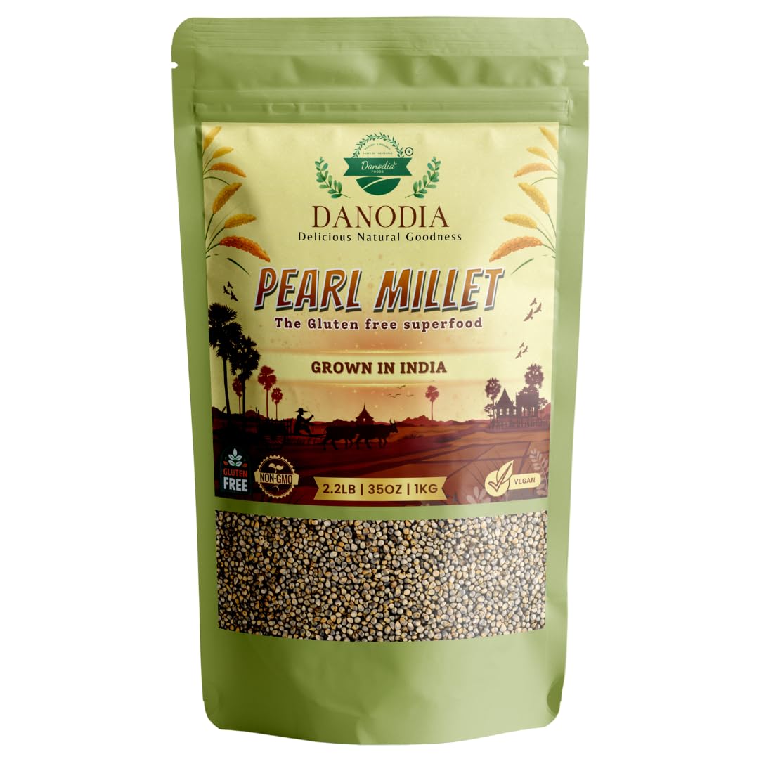 Danodia Foods front pack showing 2 lb bajra and clear labeling benefit pantry-ready