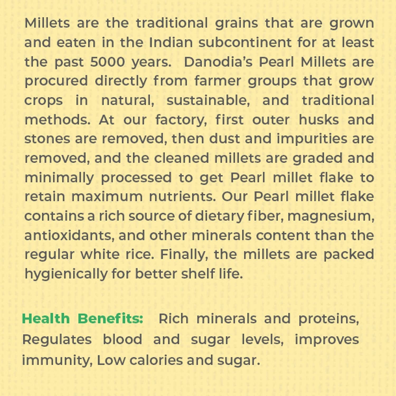 Danodia Foods millet in measuring cup showing 2 lb quantity and portioning ease