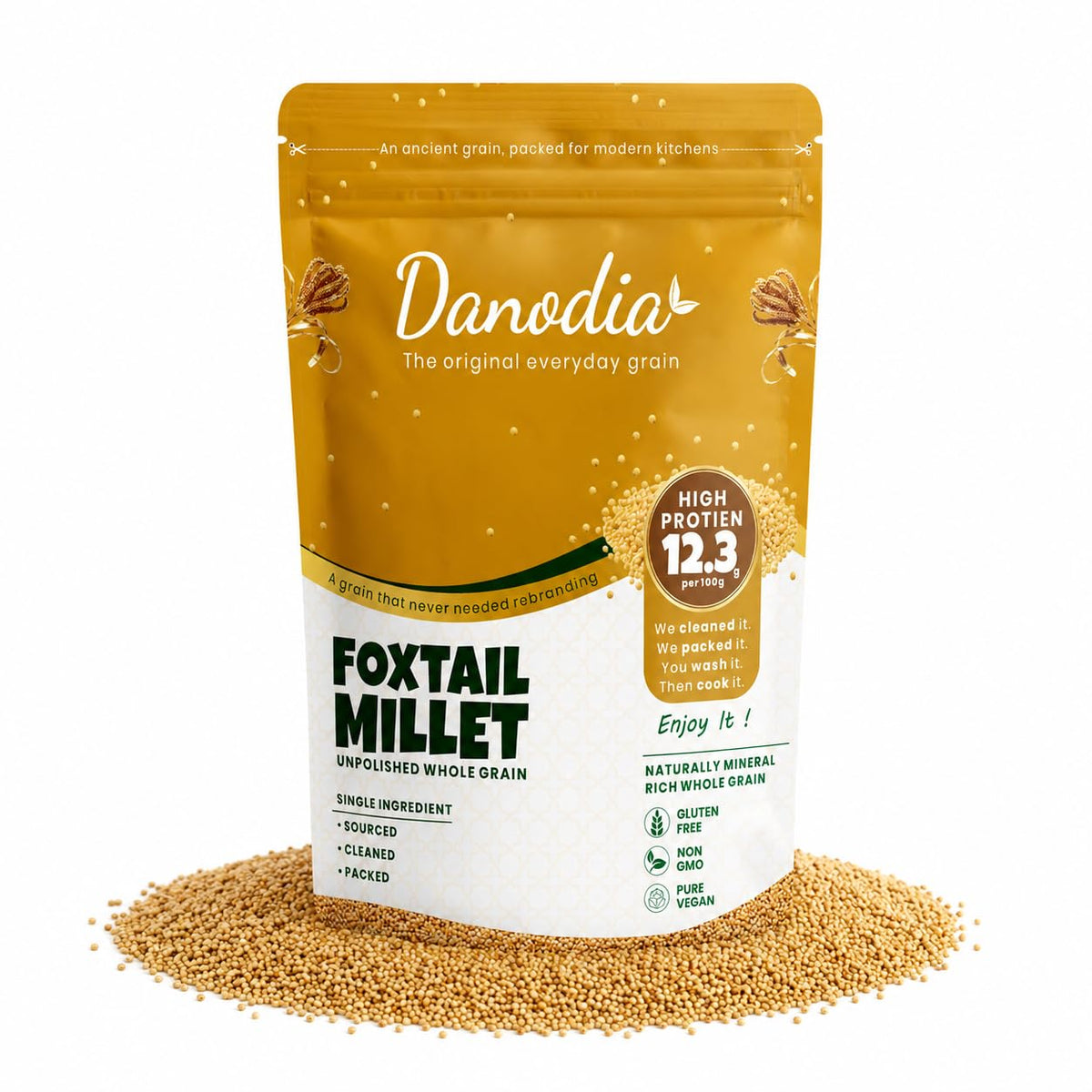Danodia Foods front package showing 2 lb millet, clear pantry-ready presentation