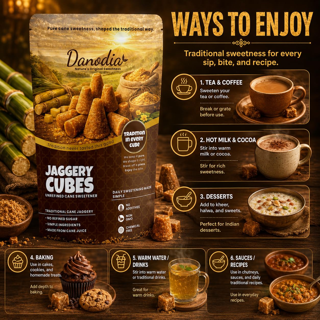 Danodia Foods cube beside a ruler demonstrating compact size