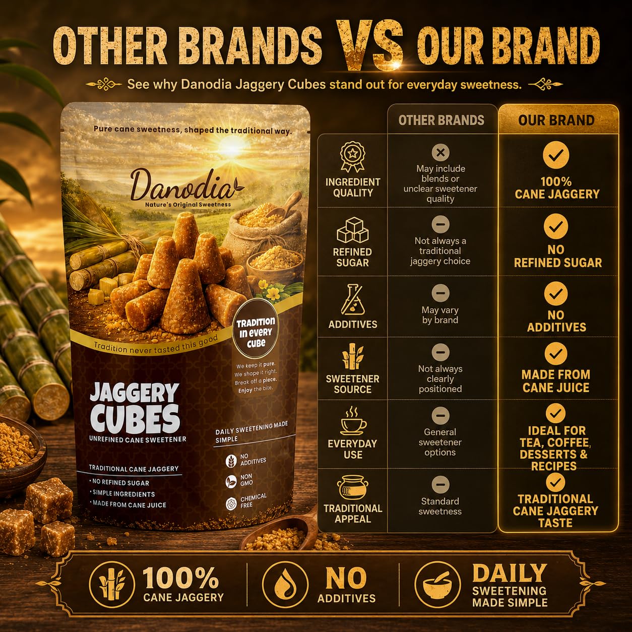 Danodia Foods cubes stored in pantry for tidy long-term keeping