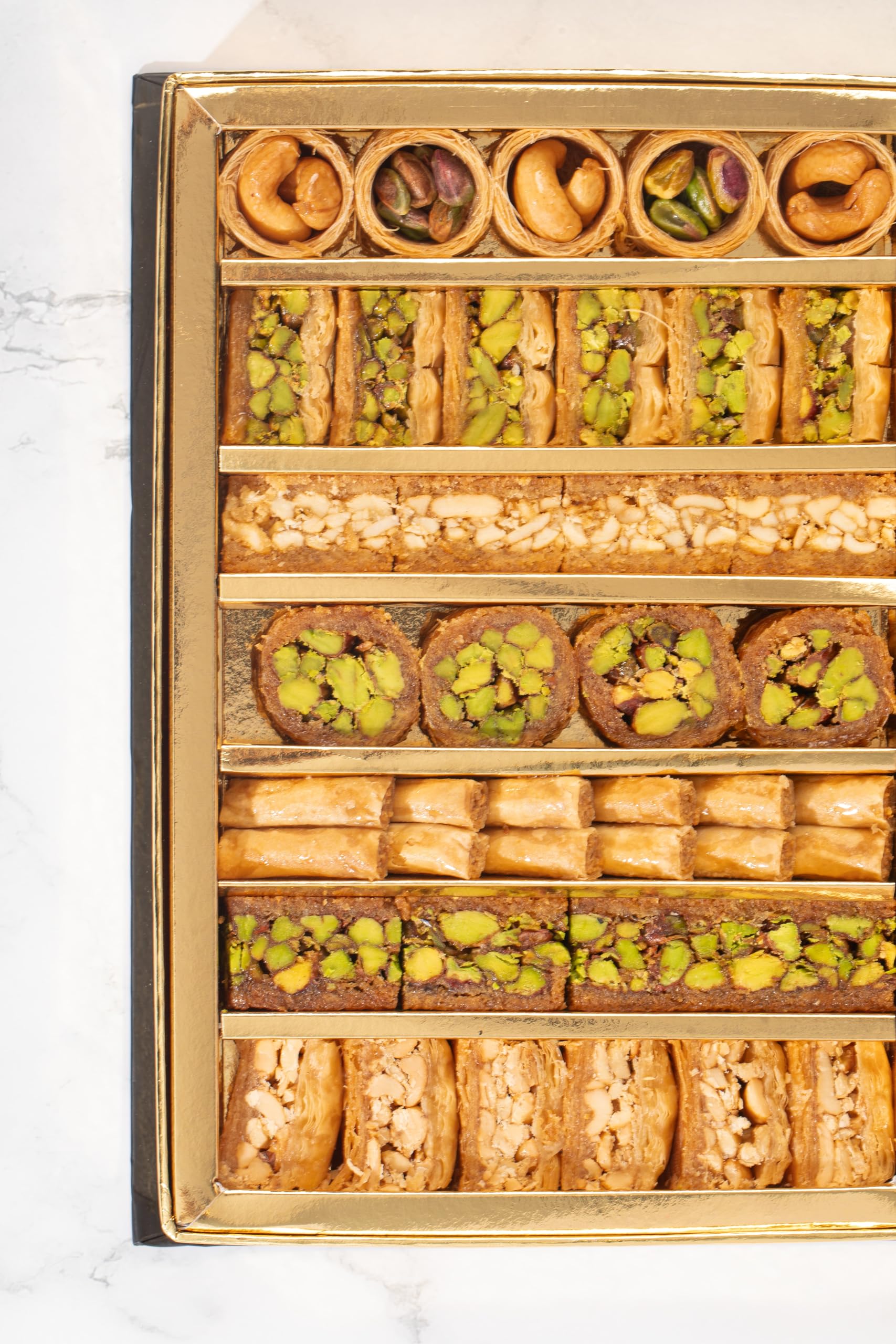 DAR BAKLAVA pistachio piece detail showcasing nut topping and fresh flavor