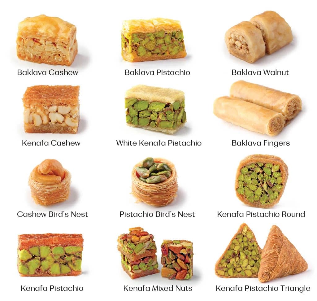 DAR BAKLAVA close-up of assorted pieces highlighting variety and crisp texture