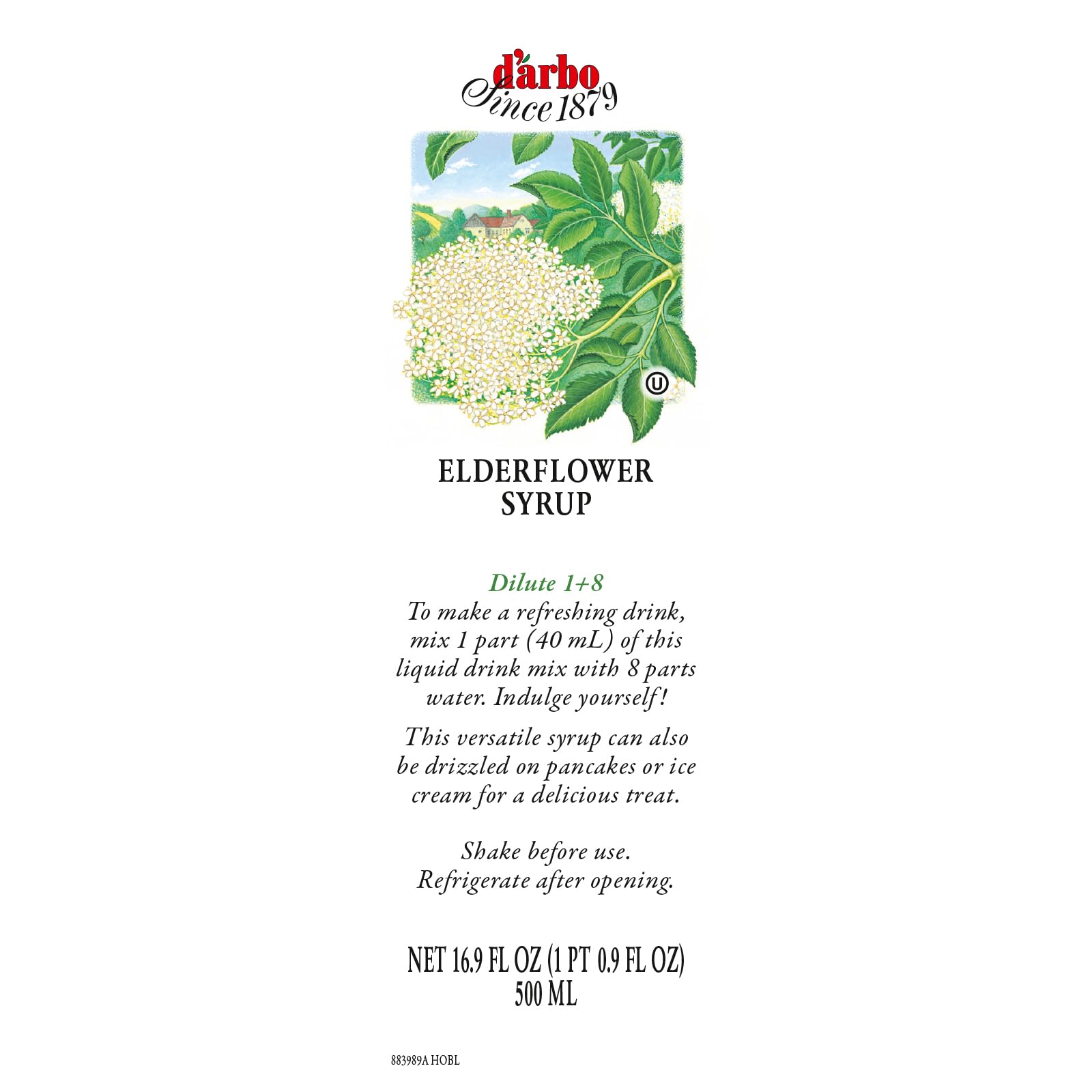 D’arbo elderflower syrup mixed in a cocktail with citrus garnish, enhancing flavor