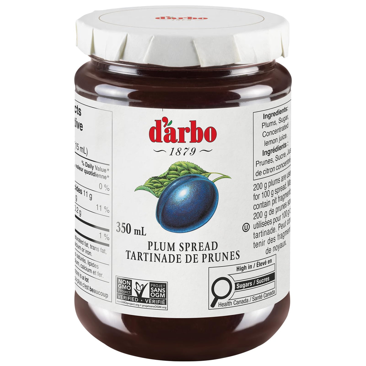 Darbo front jar view showing label and premium plum spread benefit