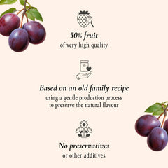 Darbo open jar top view revealing smooth plum spread texture benefit