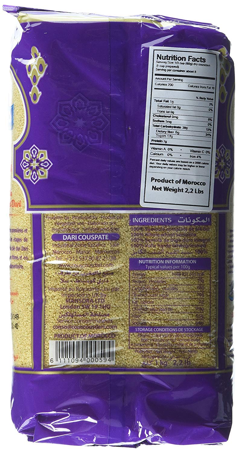 Dari couscous close-up grain texture highlights whole-wheat fiber and fluffy benefit