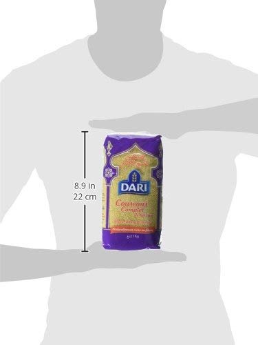Dari couscous scale comparison with spoon and bowl illustrates serving size guidance