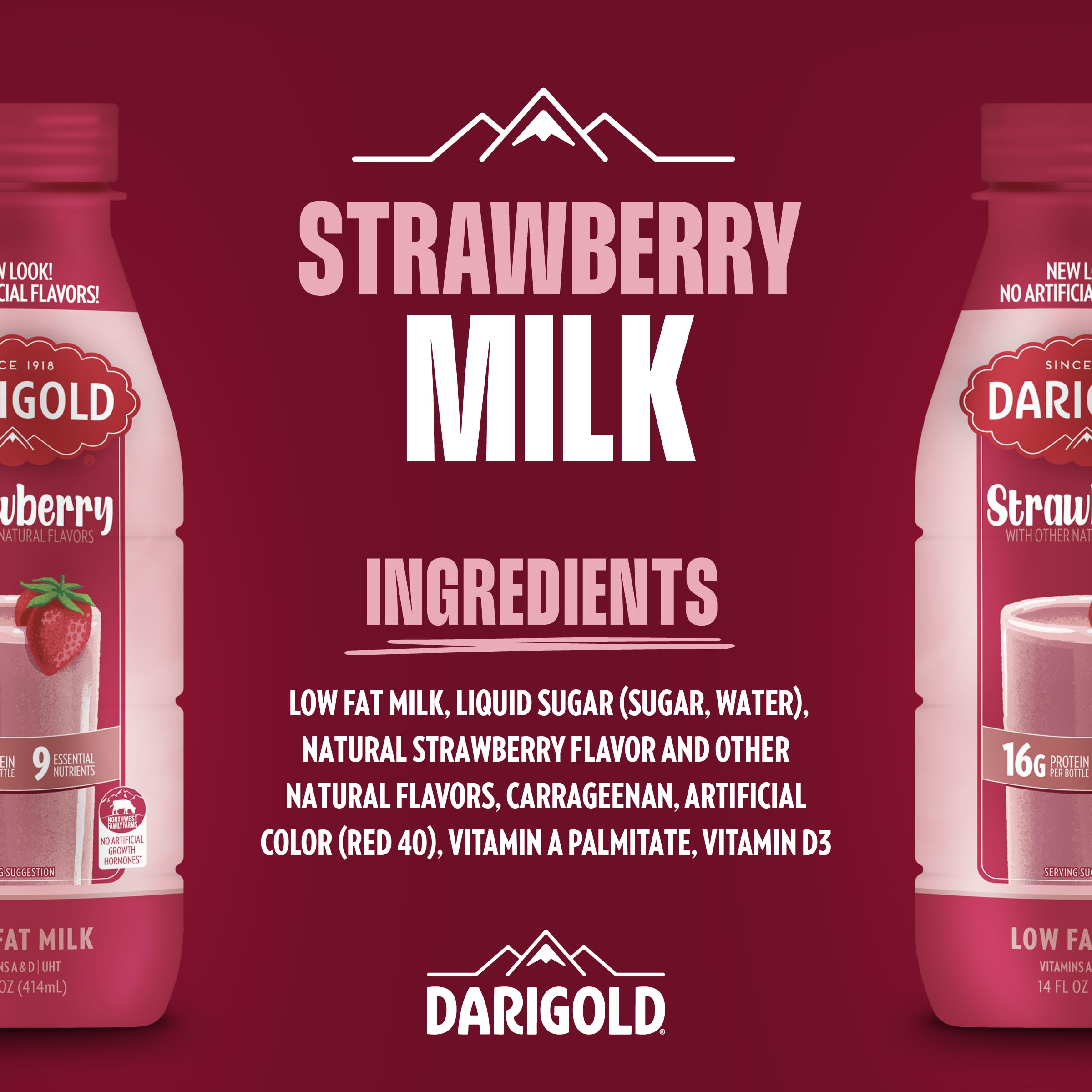 Darigold close-up label on bottle highlighting nutrition and easy-pour cap