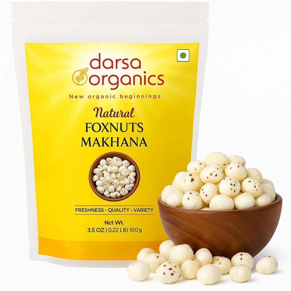 Darsa Organics front pouch showing branding and weight for fresh storage benefit