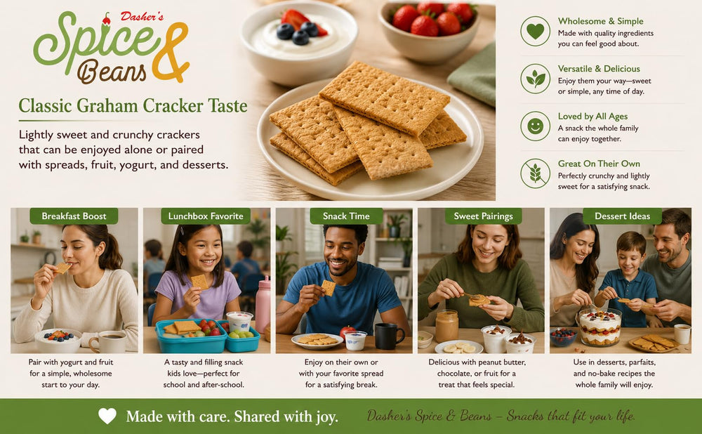 Dasher's graham crackers paired with peanut butter and jam to show serving versatility