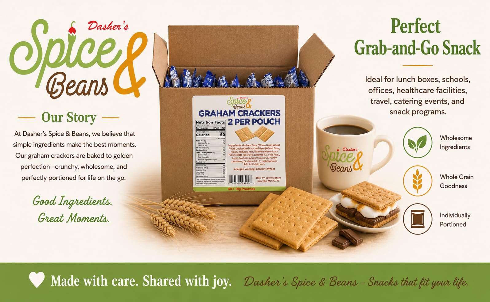 Dasher's two graham cracker sheets close-up showing crisp edges and consistent size benefit