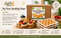 DASHER'S SPICE & BEANS mini shells filled with fruit tarts showing elegant dessert appeal