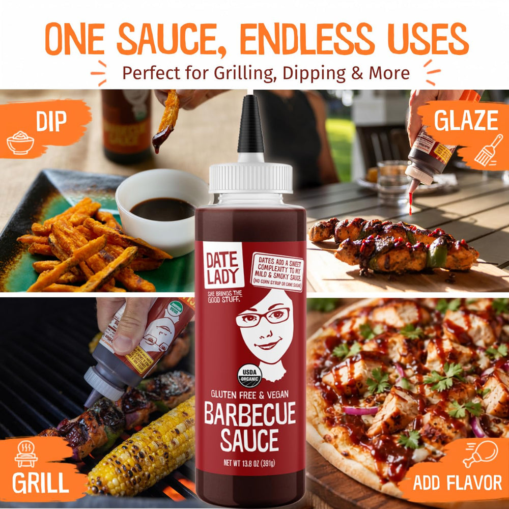 Date Lady label closeup highlights ingredients and no-added-sugar benefit