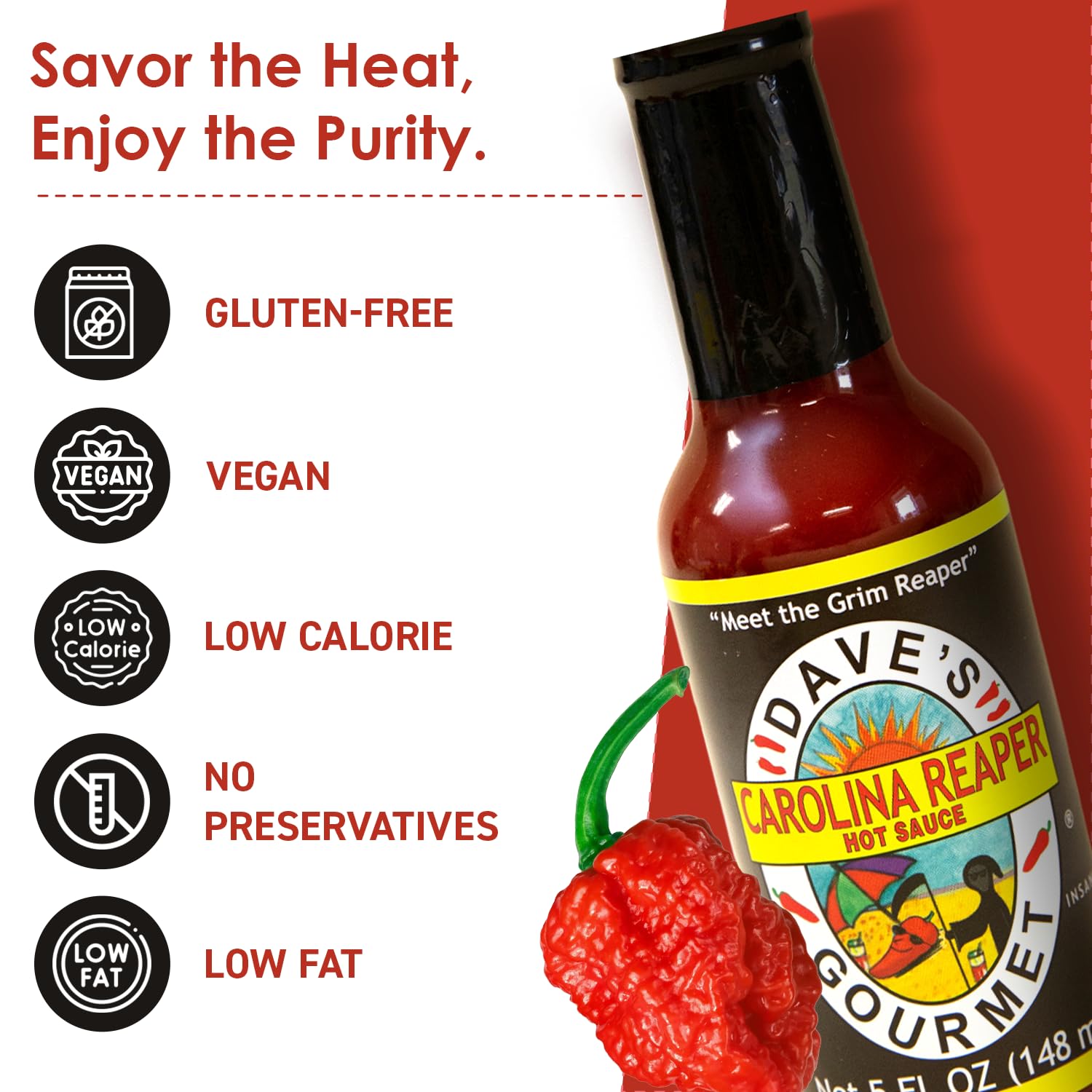 Dave's Gourmet close-up of sauce texture highlighting thick spicy consistency
