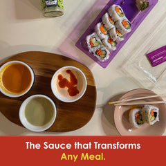 Dave's Gourmet creamy texture on spoon showcasing smooth consistency