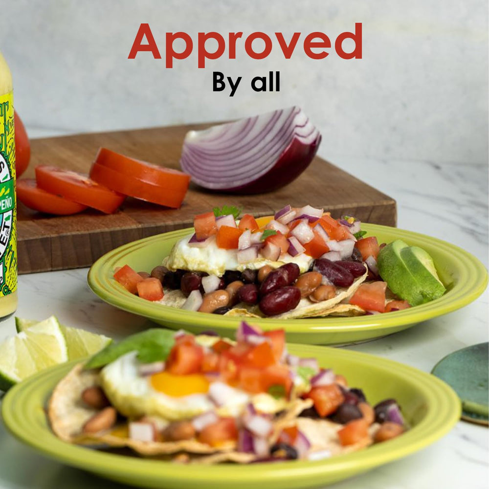Dave's Gourmet fresh ingredients flatlay with jalapeños and tomatillos