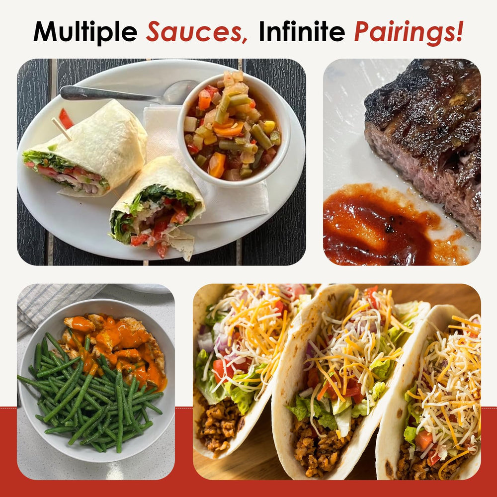 Dave's Gourmet tasting flight with four small pours for stepwise heat comparison