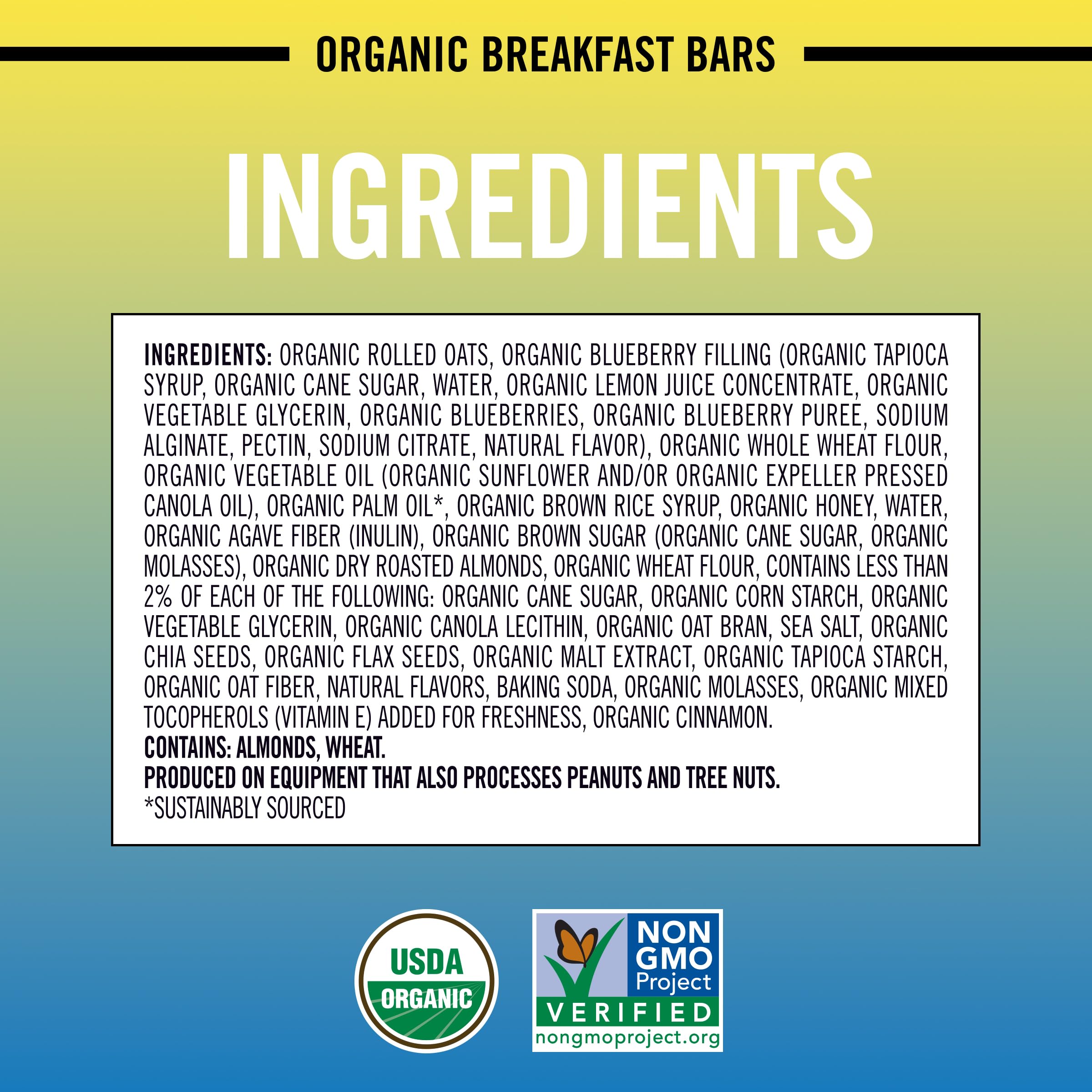 Dave's Killer Bread bar next to blueberries to show real fruit and portion size