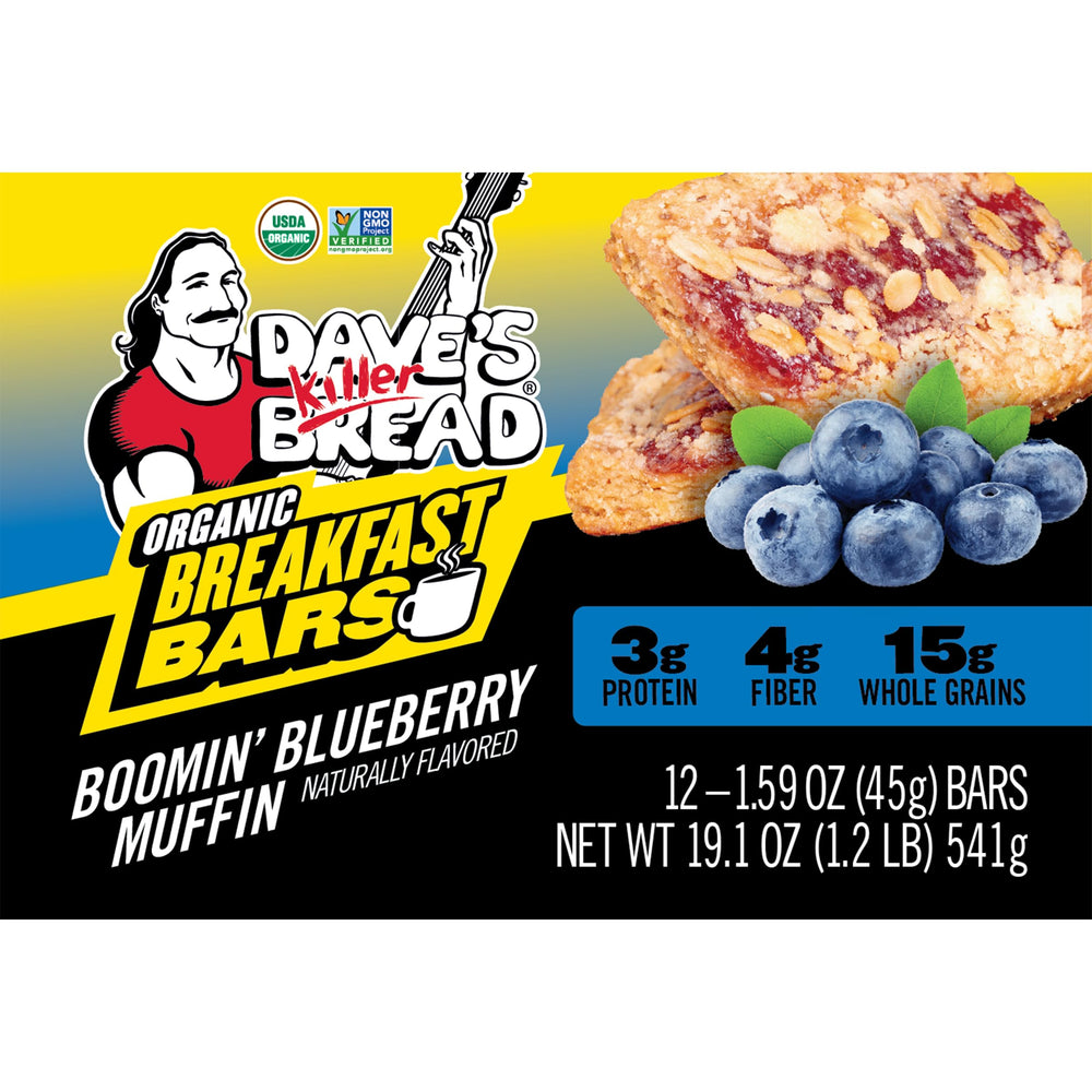 Dave's Killer Bread front packaging showing organic 12-count box for convenience