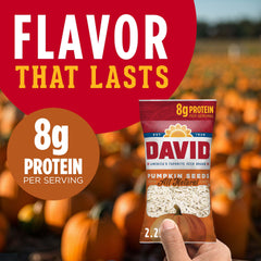 DAVID close-up of roasted pumpkin seeds texture highlighting crunch and seasoning for tasty snacking