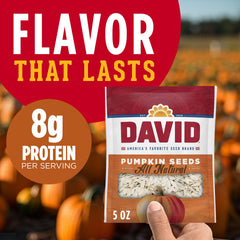DAVID close-up of roasted pumpkin seeds texture providing crunchy appeal