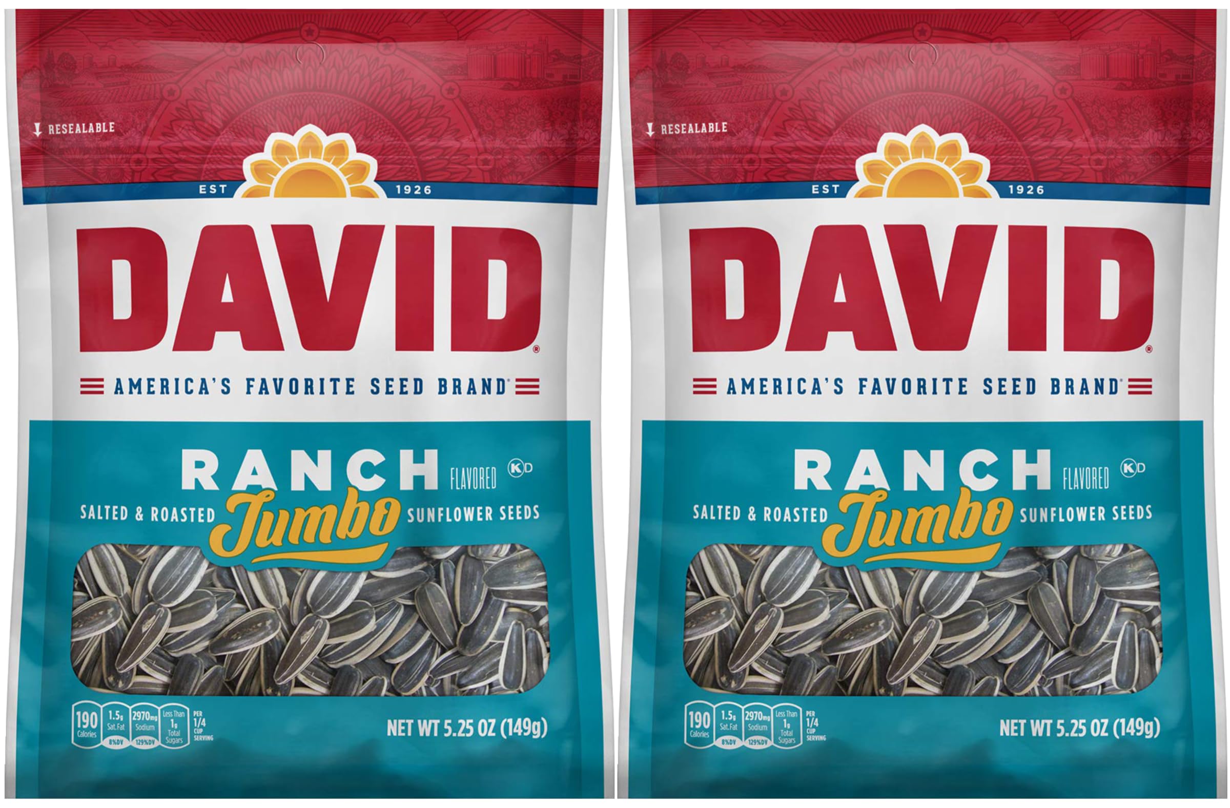 David front packaging 5.25oz ranch seeds showing brand and convenient resealable bag