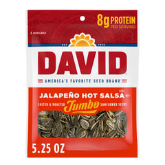 DAVID front packaging showing jalapeño hot salsa flavor and convenience