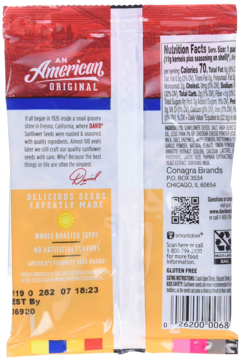 David nacho cheese bag in hand for portion size and portable convenience
