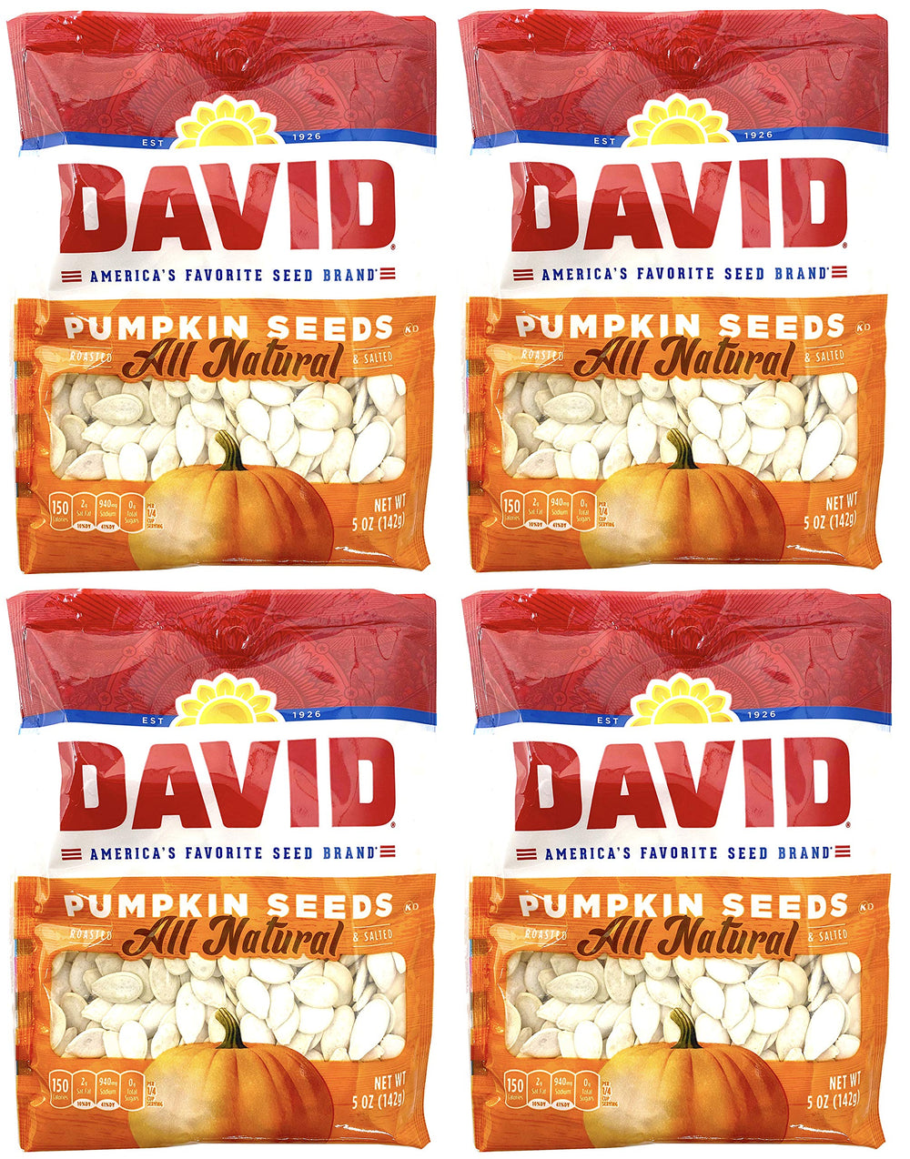 David front packaging showing four 5-ounce bags and clear branding, ideal for pantry organization
