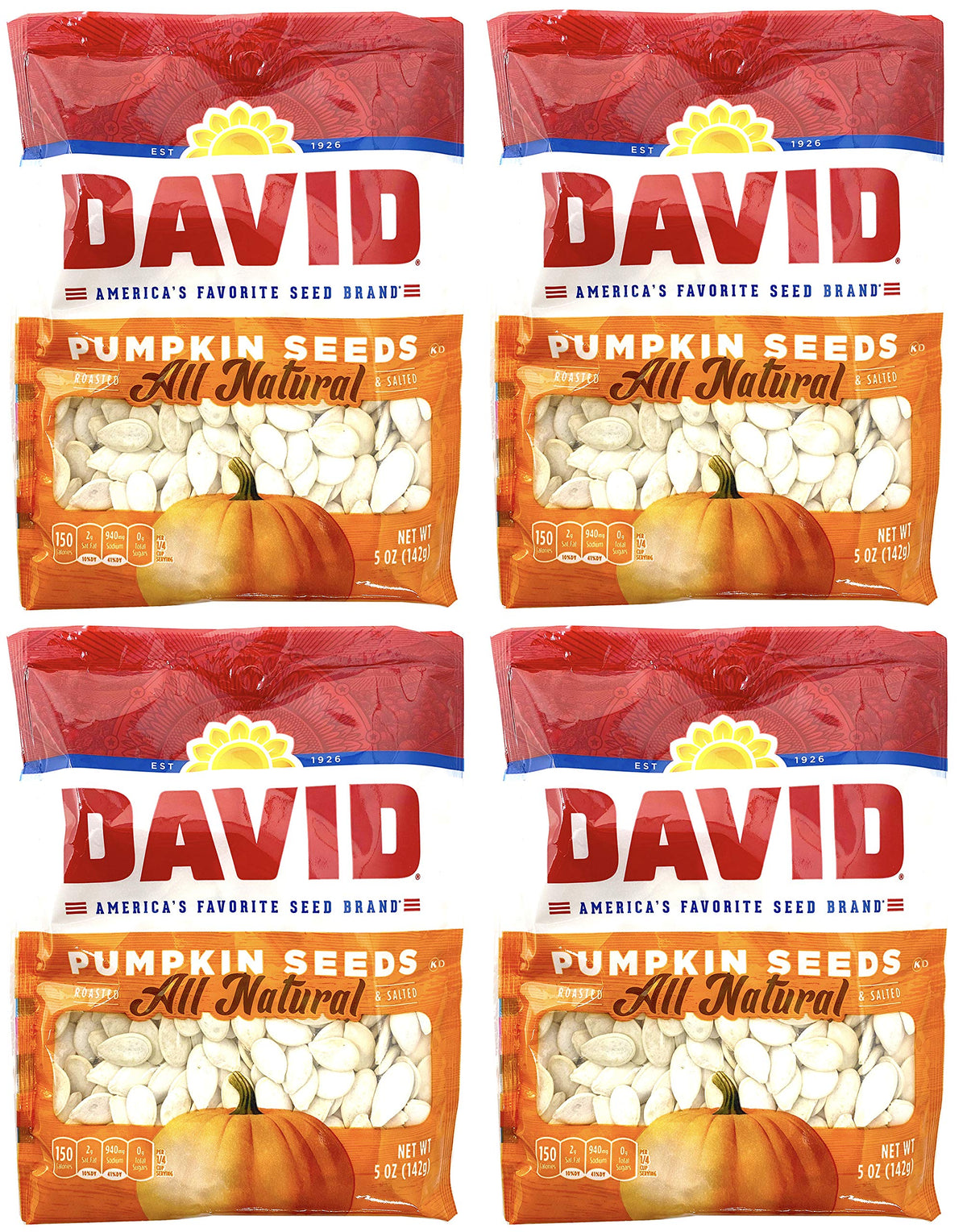 David front packaging showing four 5-ounce bags and clear branding, ideal for pantry organization