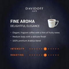 Cup prepared with Davidoff Fine Aroma showing clear color and inviting steam