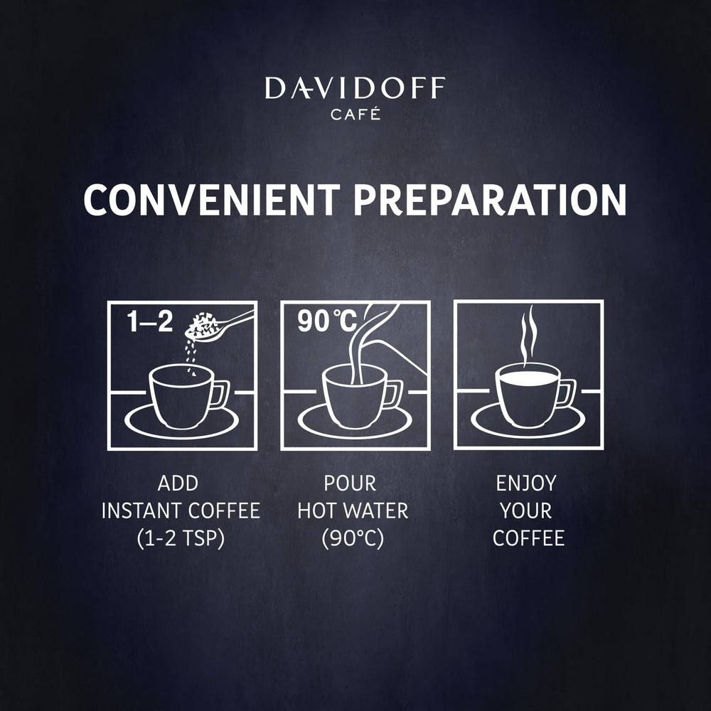 Hand holding Davidoff jar for scale, showing compact 100g convenience