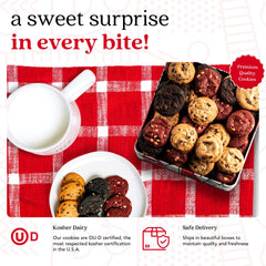 David's COOKIES chocolate and white chocolate mini close-up highlighting rich cocoa