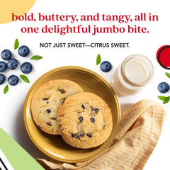 David's COOKIES halved cookie revealing blueberry swirls and soft interior enjoyment