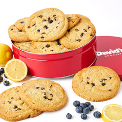David's COOKIES gift tin front view showcasing elegant presentation and easy gifting