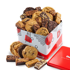 David's COOKIES front tin crate showcasing an attractive gift-ready package
