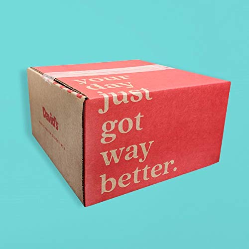 David's Cookies gift tin with ribbon showing ready-to-give convenience